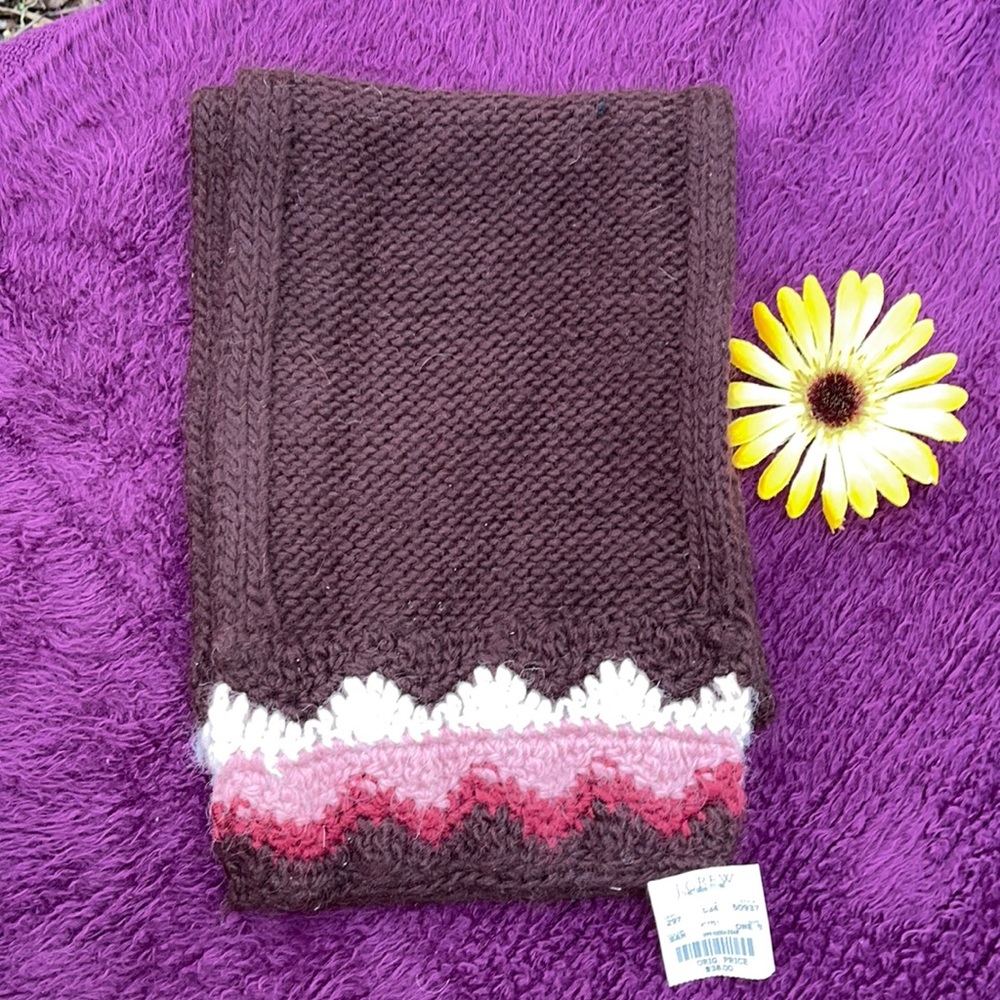 🌺 J.CREW; New with Tags! Hand-Knit, NICE 50% Wool/32% Alpaca/18% Acrylic Scarf
